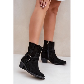 Natural Suede High Heel Boots Zazoo 3444/2 Black 2 Natural Suede High Heel Boots Zazoo 3444/2 Black 2