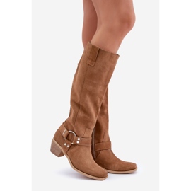 Suede Boots On Low Heels With Above The Knee Zazoo 3444/O Camel brown 1 Suede Boots On Low Heels With Above The Knee Zazoo 3444/O Camel brown 1