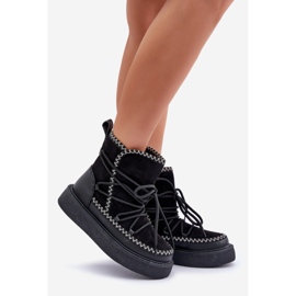 Women's Snow Boots With Embroidery On The Platform, Black 1