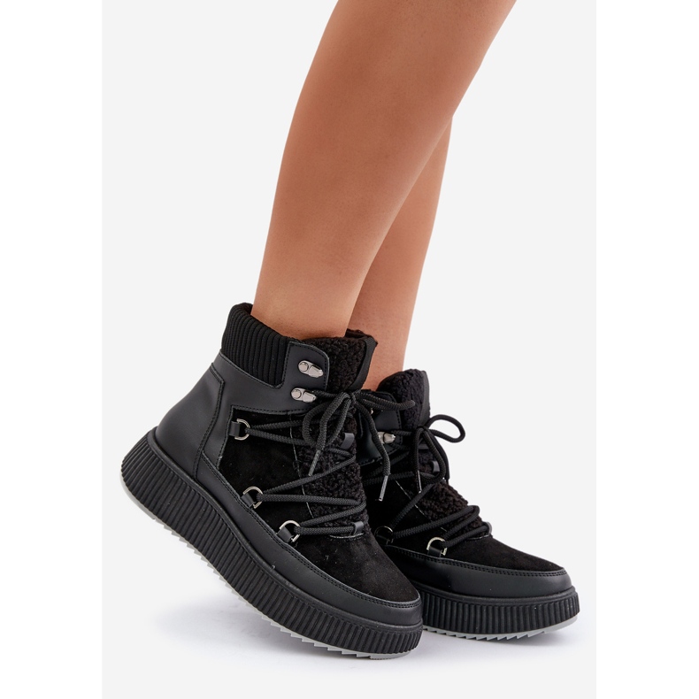 Women's Low Snow Boots On Platform, Black 1 Women's Low Snow Boots On Platform, Black 1