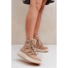 Brown Low Platform Snow Boots beige 2