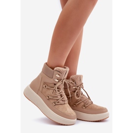 Brown Low Platform Snow Boots beige 1