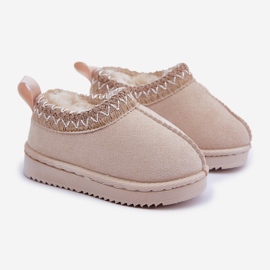 Children's snow boots on the platform, lined with fur, light beige 1