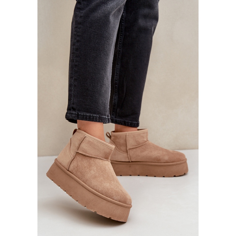 Women's insulated snow boots on the platform, dark beige 2