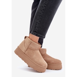 Women's insulated snow boots on the platform, dark beige 1