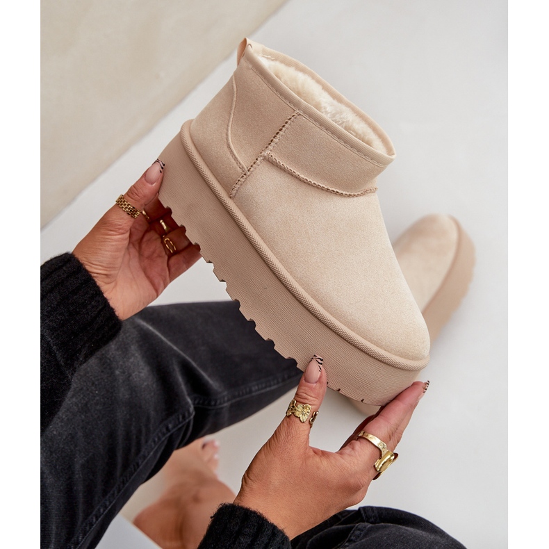 Women's Insulated Snow Boots On Platform, Light Beige 2