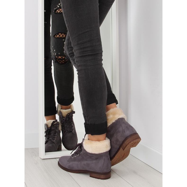 Gray Lace-up women's gray boots NC87 gray grey 1
