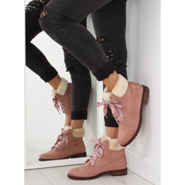 Pink lace-up boots for women NC87 pink 2