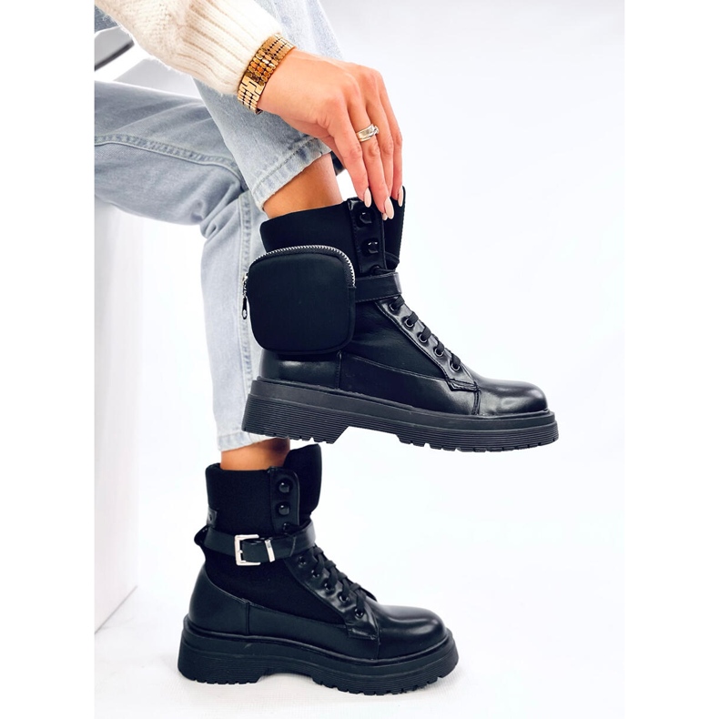 Military boots with a detachable pouch, black 2