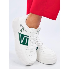 Women's platform sneakers, white and green 2