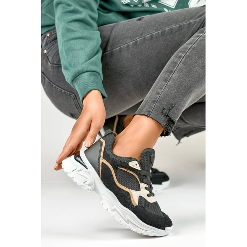 Women's sneakers with a thick sole, black 9062-B 2