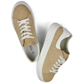 Goodin Beige women's leather sports shoes GD-XF-113BE 2 Goodin Beige women's leather sports shoes GD-XF-113BE 2