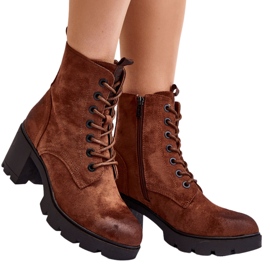 Laura La.Fi Women's Brown High Heel Lace-Up Boots 4