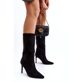 Joalice Women's Mid-Calf High Heel Boots Black Odetteia 3