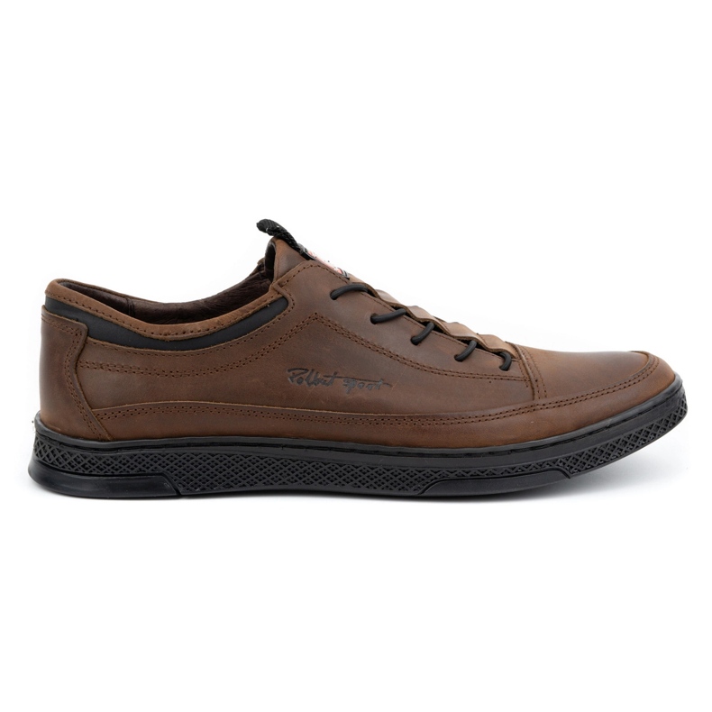 Polbut Men's leather casual shoes K22 dark brown 1