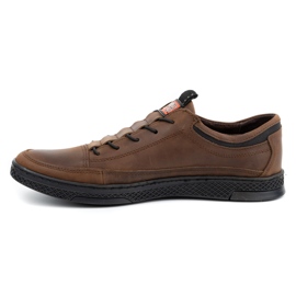 Polbut Men's leather casual shoes K22 dark brown 2