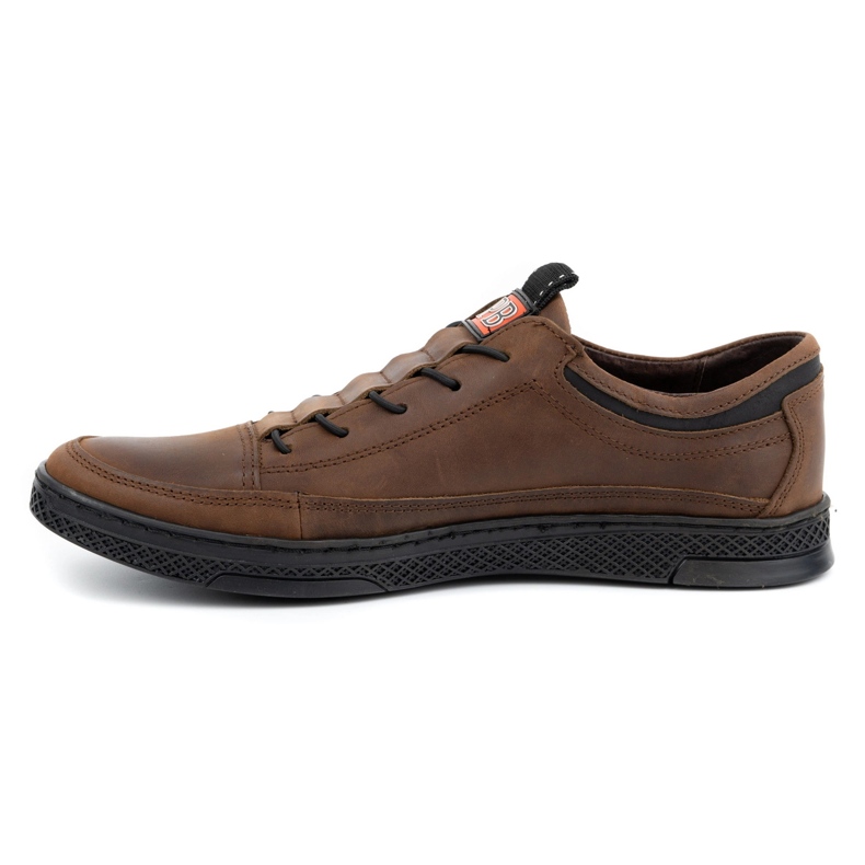 Polbut Men's leather casual shoes K22 dark brown 2