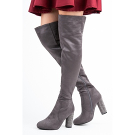 Seastar Over-the-knee boots with rhinestones grey 1