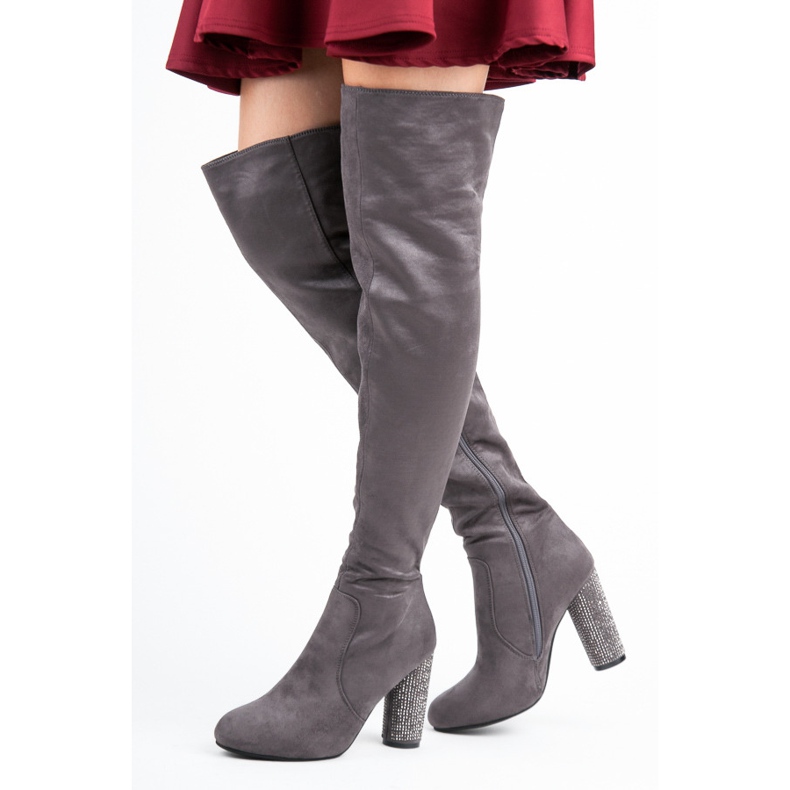 Seastar Over-the-knee boots with rhinestones grey 1