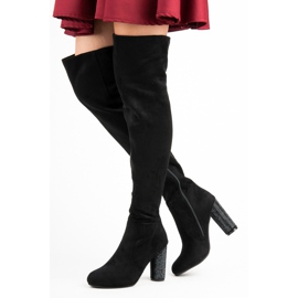 Seastar Over-the-knee boots with crystals black 1