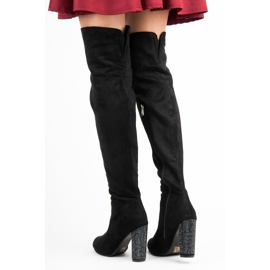 Seastar Over-the-knee boots with crystals black 2
