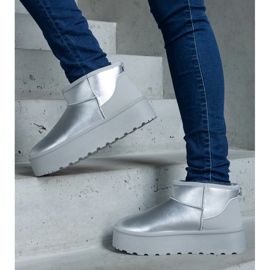 Silver low snow boots on the platform 1