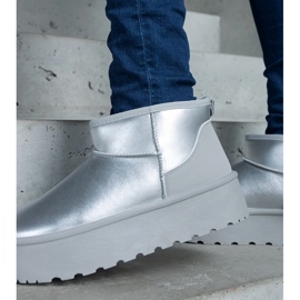 Silver low snow boots on the platform 2