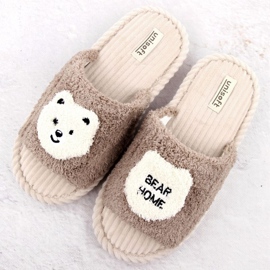 Home slippers with decoration Unisoft 6646 beige 2