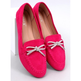 Women's suede moccasins with decoration, pink 1