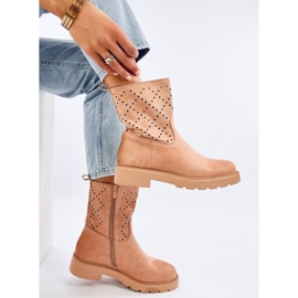 Women's openwork boots, beige 1
