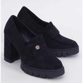 Women's high-heeled and platform shoes with decoration black 1