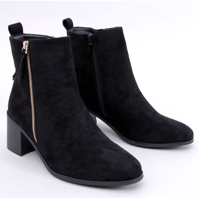 Eco-suede high-heeled boots, black 1