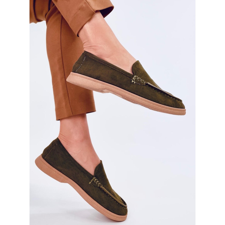 Soft women's moccasins in green 2