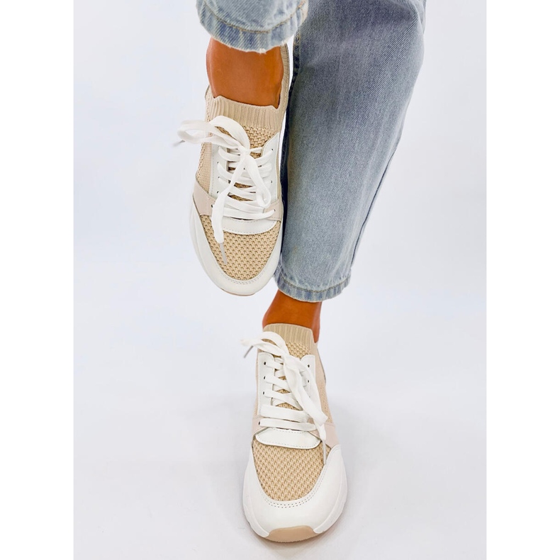 Women's platform sneakers, beige 1
