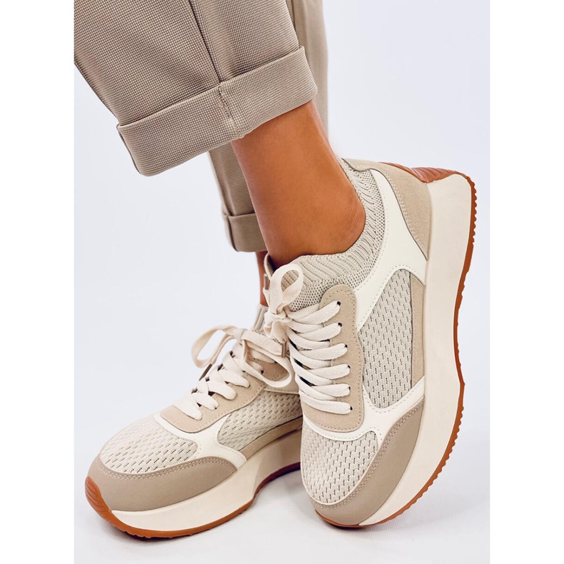Women's beige sock sports shoes 2