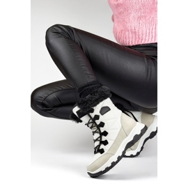 Women's snow boots with fur and zipper, white 9093W 2