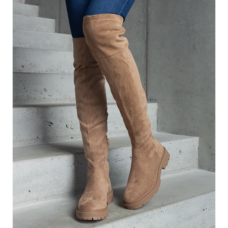 Brown long boots with a flat sole 1 Brown long boots with a flat sole 1