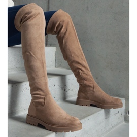 Brown long boots with a flat sole 2 Brown long boots with a flat sole 2