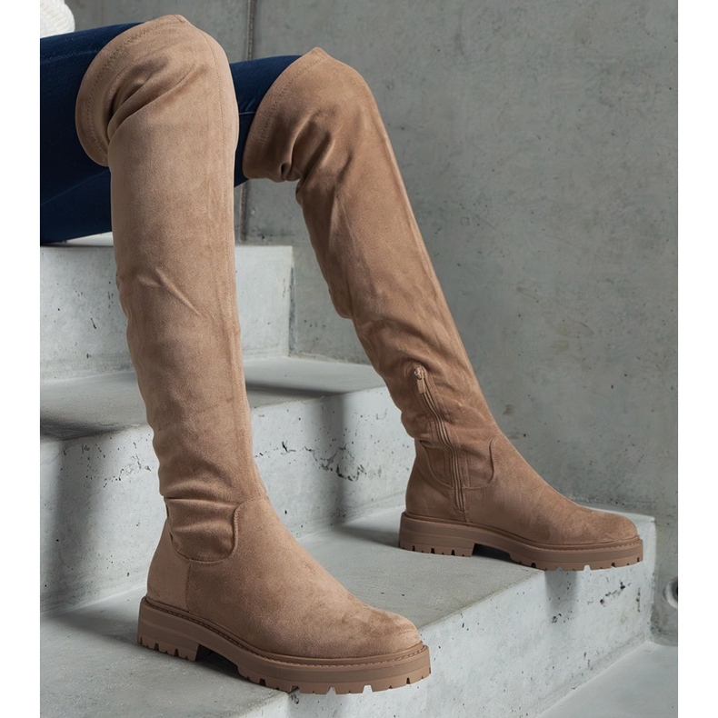 Brown long boots with a flat sole 2 Brown long boots with a flat sole 2
