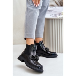 Women's boots with decoration 24BT15-7453 black 1