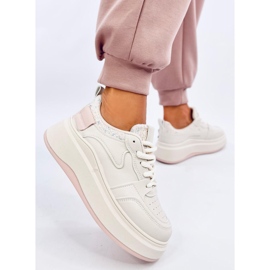 Pastel beige and pink women's sneakers 2