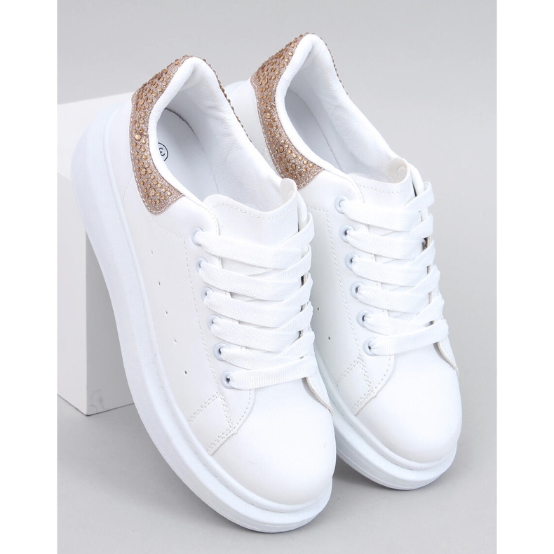 White and gold platform sneakers 1