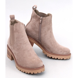 Khaki suede Chelsea boots with a high heel beige 1