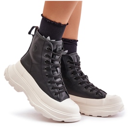 Leather Insulated Sneakers on a Massive Platform Big Star OO274A599 Black 4