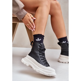 Leather Insulated Sneakers on a Massive Platform Big Star OO274A599 Black 2