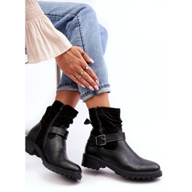 Erynn Women's Flat Boots With a Buckle, Black 3