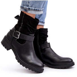 Erynn Women's Flat Boots With a Buckle, Black 4