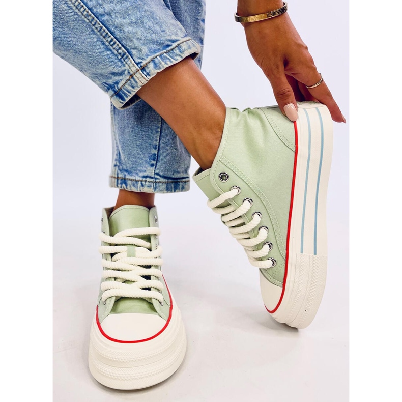Women's green platform sneakers 1