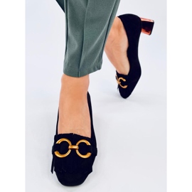 Black copper heel pumps with gold decoration 1 Black copper heel pumps with gold decoration 1