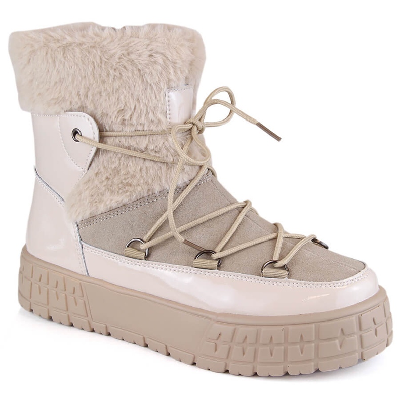 Filippo snow boots with fur varnished beige fur 1